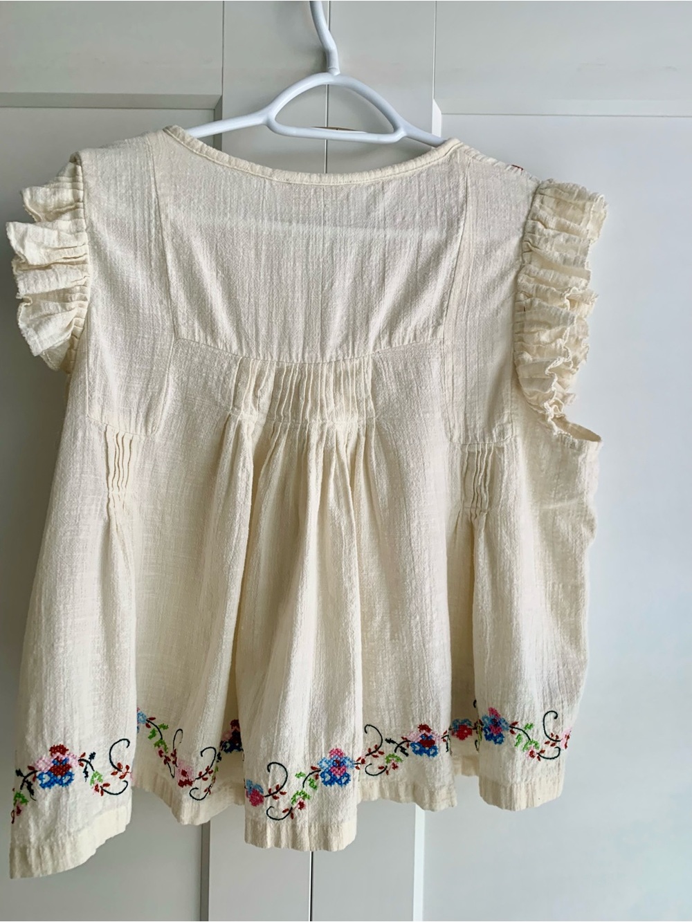 Jennifer Grace Y2K Embroidered Ruffle Sleeve Top Size XL Boho Floral Cottagecore - Picture 3 of 13